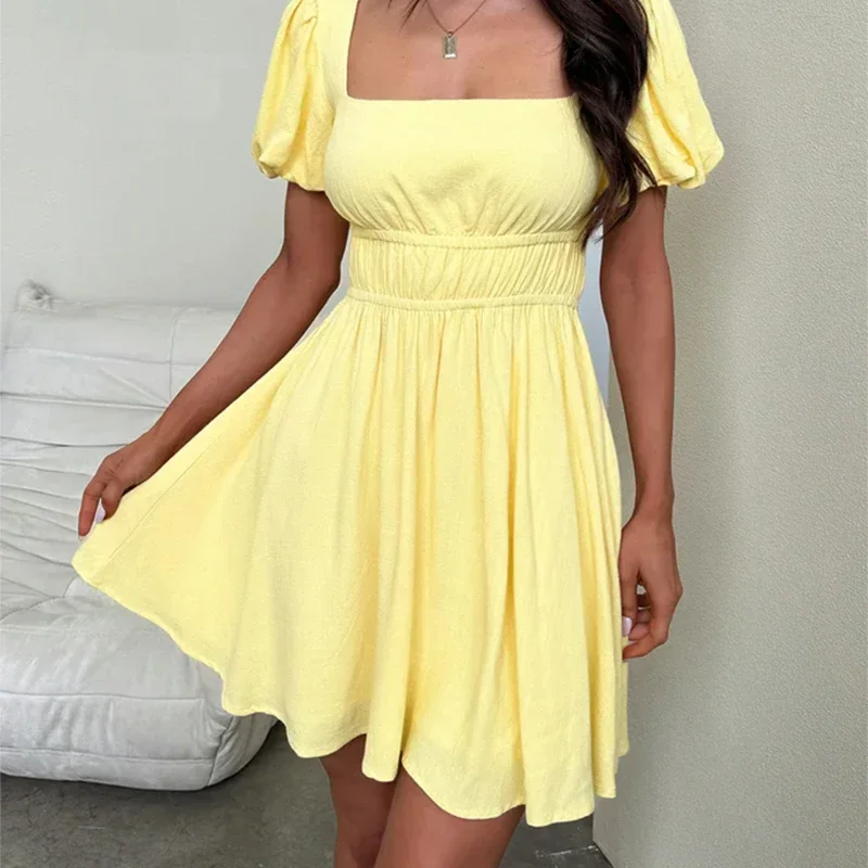 Женское однотонное эластичное плиссированное мини-платье элегантное облегающее