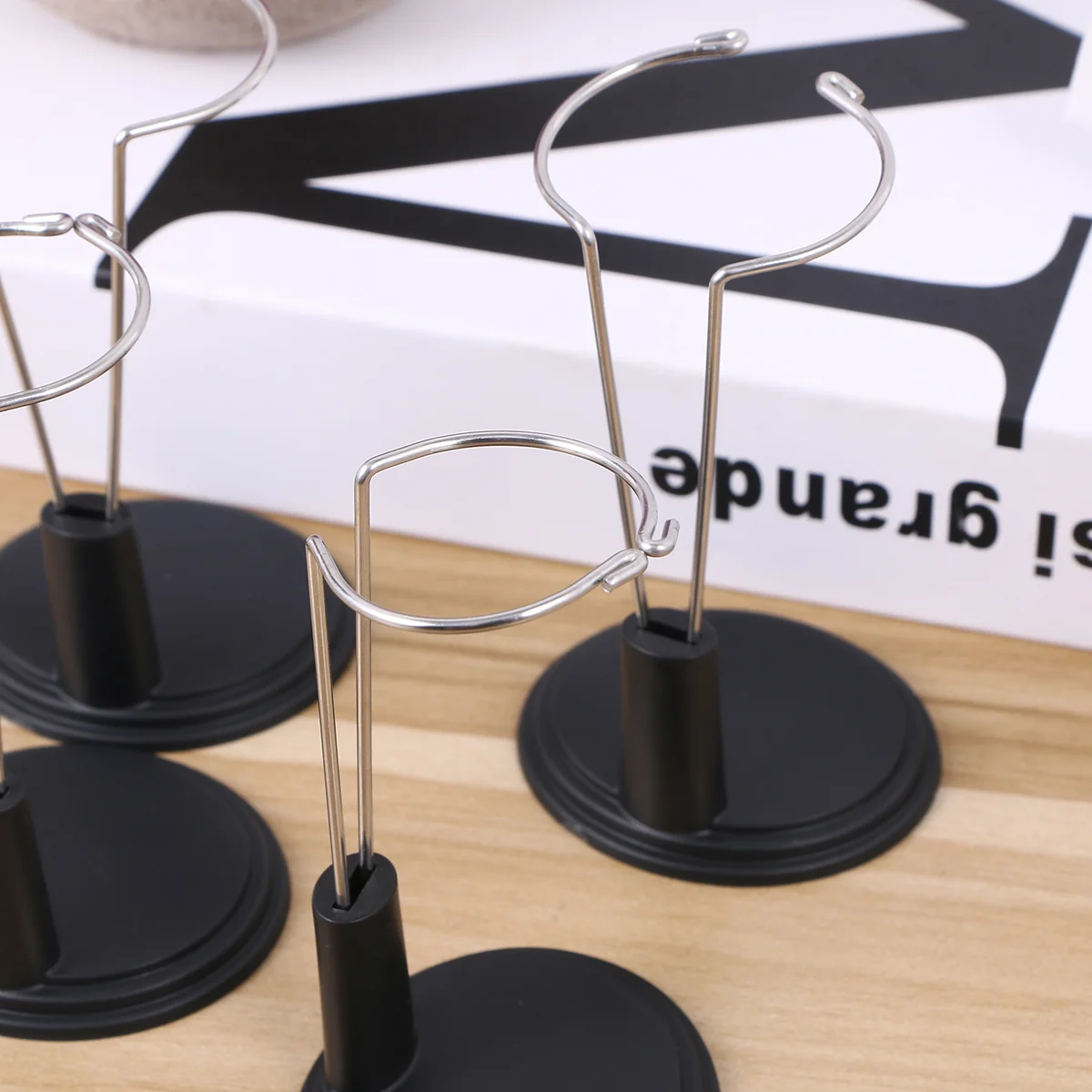 

4 Pcs Black Dress Storage Rack Creative Stand Modeling Portable Bear Child