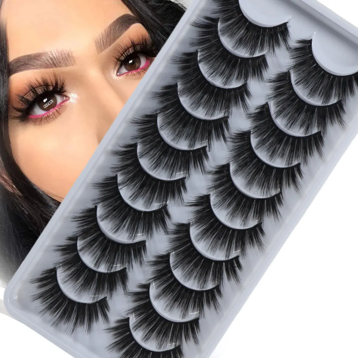 

Lashes 5/10 Pairs 3D Faux Mink Lashes Fluffy Soft Wispy Volume Natural long False Eyelashes Eye Lashes Reusable Eyelashs Makeup