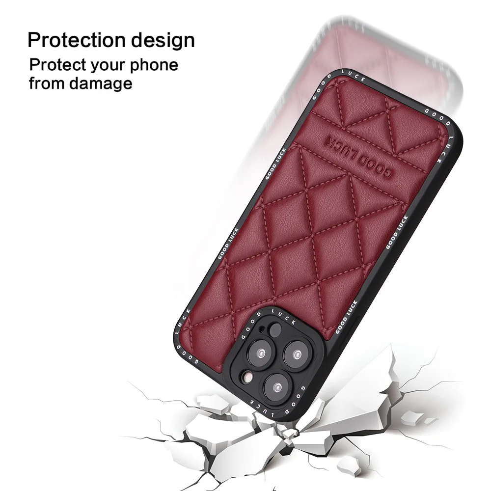 High Quality Geometry PU Leather Soft Phone Case For Iphone 14 Pro Max 14 Plus 11 12 13 Pro Max New