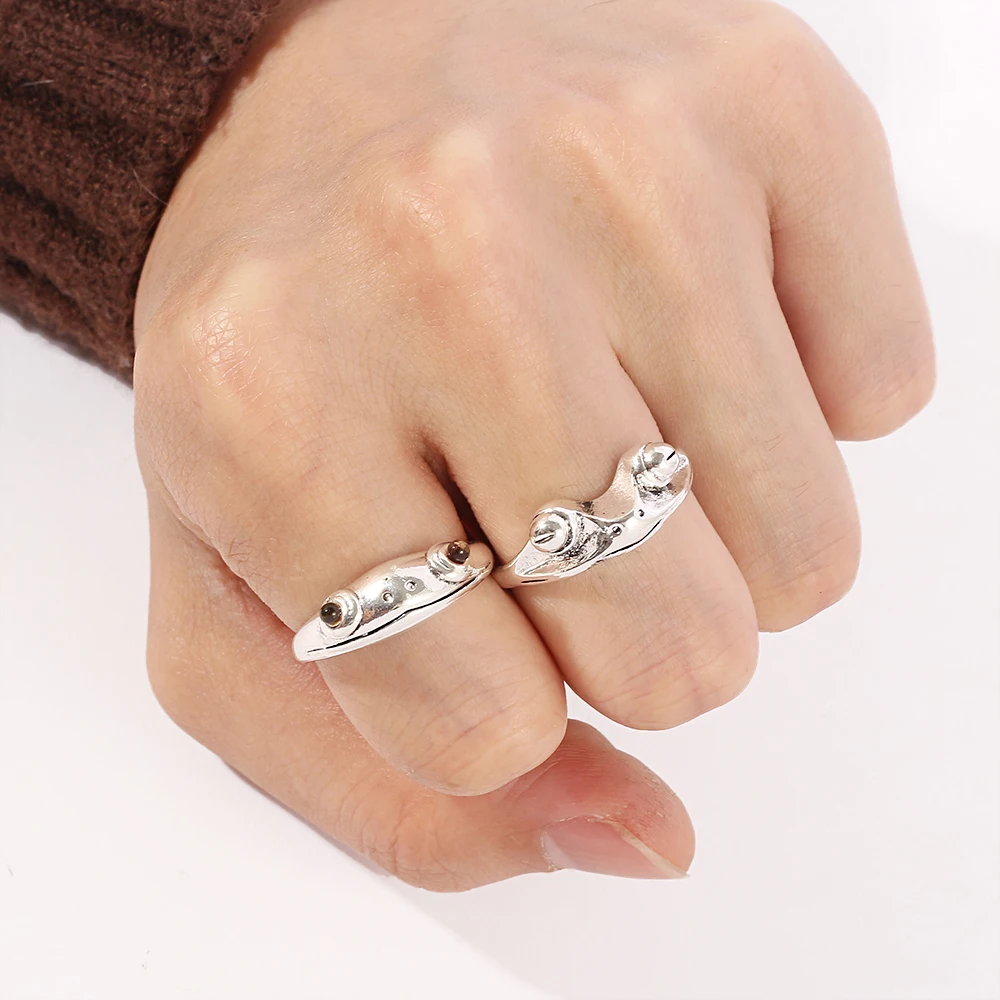 

Hip Hop Fashion Frog Rings Cute Cartoons Animal Open Adjustable Ring For Men Women Vintage Party Jewelry Accessories Gift