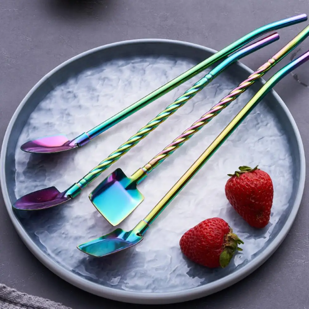

Straw Spoon Durable Stainless Steel Smooth Kitchen Tools Fruit Spoons for Dining Room Fruit Spoon Straw Spoon