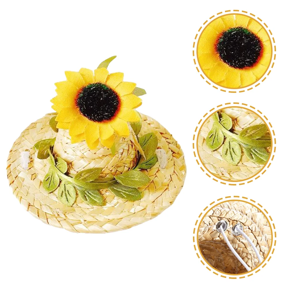 

Hat Dog Pet Hats Sombrero Puppy Cat Costumes Straw Cap Dogs Sunflower Summer Cosplay Strawhat Mexican Sunhat Beach Hawaiian