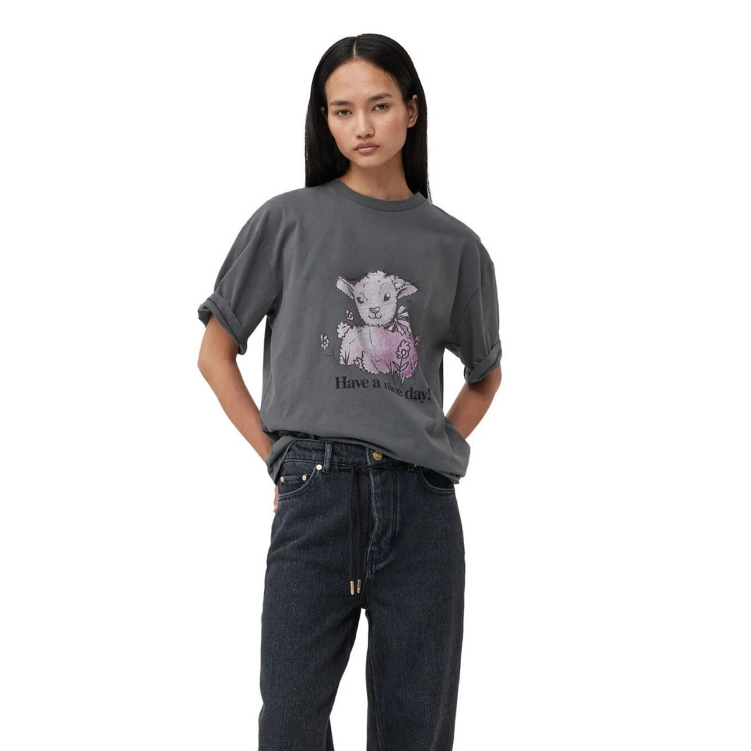 2024 летняя модная трендовая свободная хлопковая Футболка серии GA с мультяшным