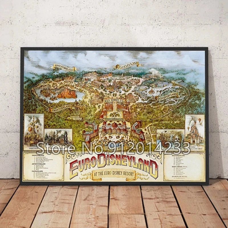 Винтажная Картина на холсте Disney land мультфильм волшебное королевство Диснея