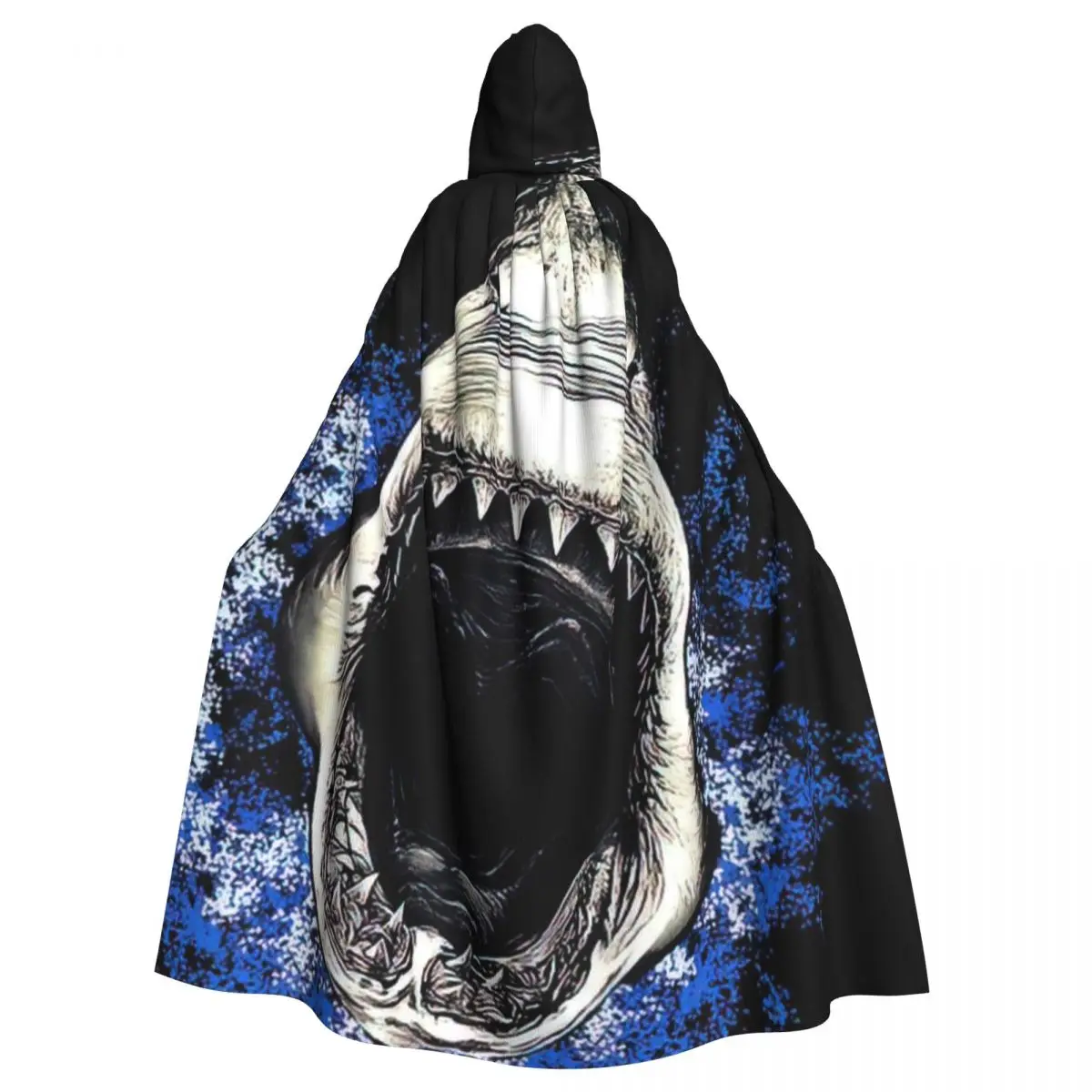 

Shark Hooded Cloak Halloween Party Cosplay Woman Men Adult Long Witchcraft Robe Hood