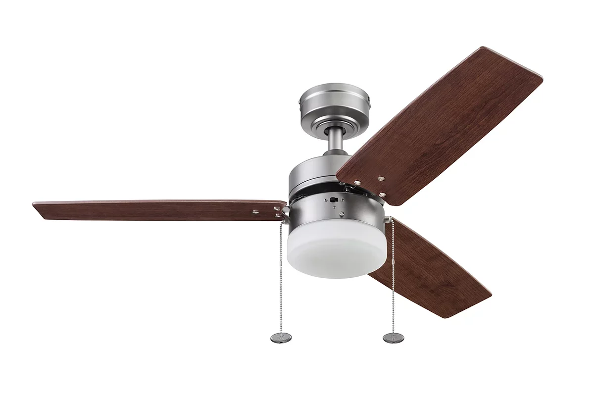 

Reston 42" Pewter Modern Small Room Ceiling Fan with 3 Blades, LED Light Kit, Pull Chains & Reverse Airflow