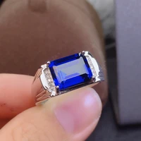 s925 sterling silver natural sapphire mens ring london blue classic fashion engagement jewelry luxury jewelry free shipping