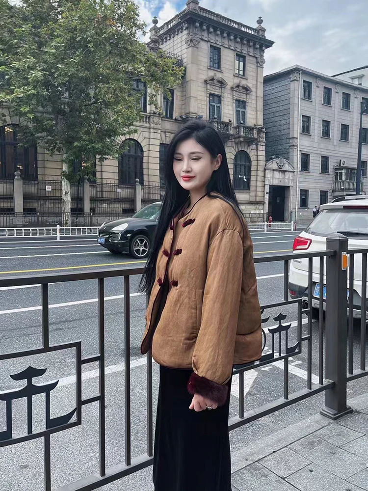 Ozhouzhan 2024 новинка зимы китайский Sle National с пряжкой и круглым вырезом