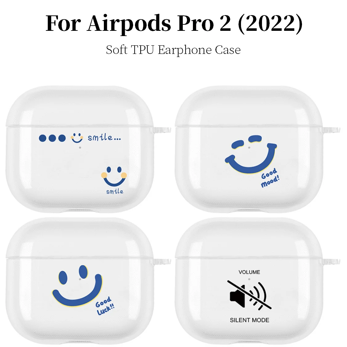 

For Airpods Pro 2 Gen 2022 Case Cute Smiley Wireless Earphone Case Headphone Cover Funda For Air Pod 3 Pro2 2nd Transparent Case