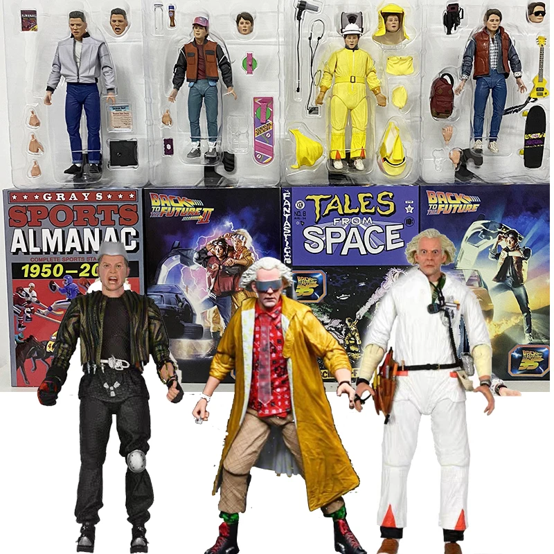 

Original NECA Back To The Future Part II Ultimate Griff Tannen DOC Brown Marty McFly Action Figures Guitar Decoration For Gifts