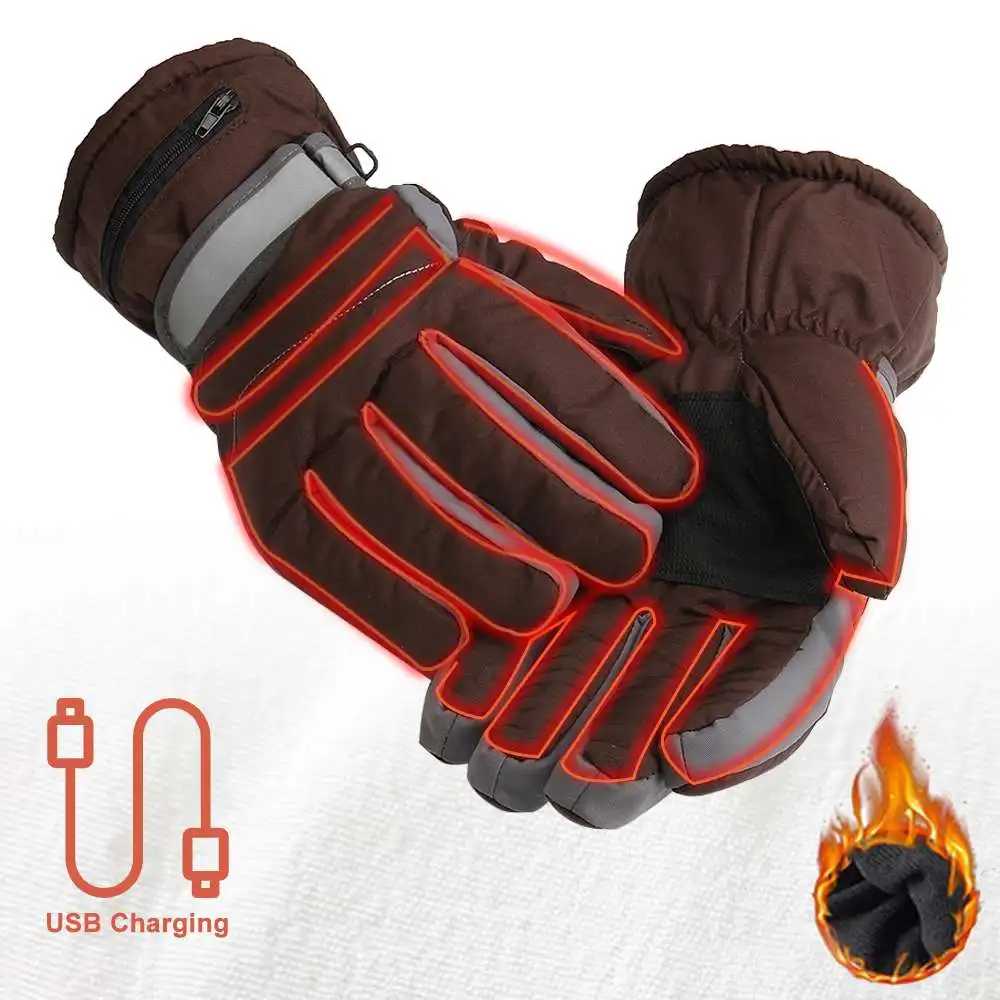 

USB Motorcycle Gloves Winter Electric Motorcycle Heated Gloves Thermal Guantes Gloves Battery Powered MTB Riding Heating Gloves