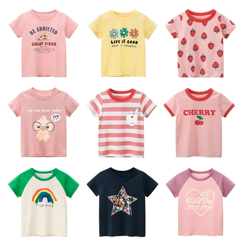 

Детская футболка, топы для мальчиков и девочек, футболки для младенцев, мультяшная футболка, хлопковая детская одежда, новинка 2022, одежда дл...