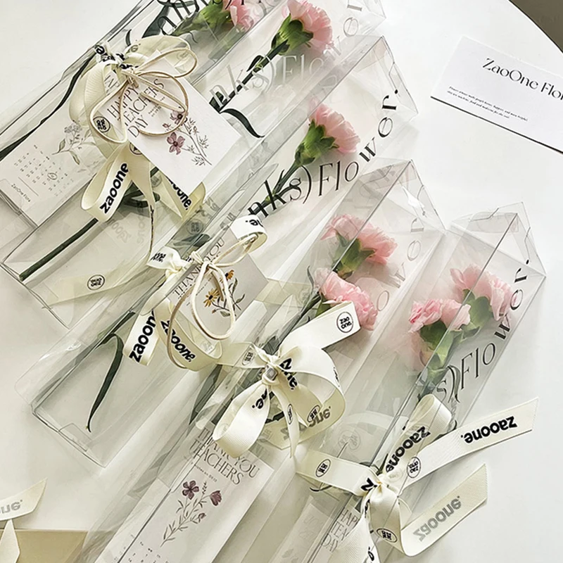 

Creative Simple Triangle Box Transparent Flower Box Portable Flower Packaging Party Decor Gift Package Flower Store Wholesale