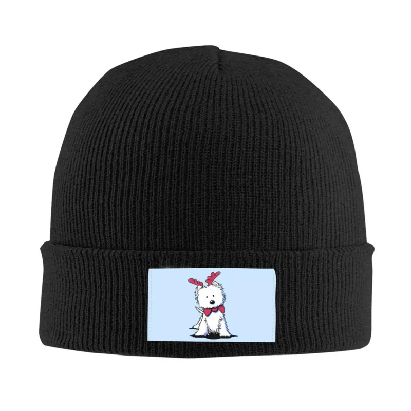 

Cartoon White Westie Dog Skullies Beanies Cap Winter Warm Knitted Hat Unisex Adult West Highland White Terrier Puppy Bonnet Hats