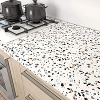 5m self adhesive waterproof wallpaper for kitchen countertops glossy white terrazzo contact paper removable granite pattefor