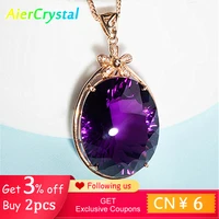 amethyst pendant 40ct gemstone five leaf flower gold necklace natural crystal stone jewelry choker for womens wedding