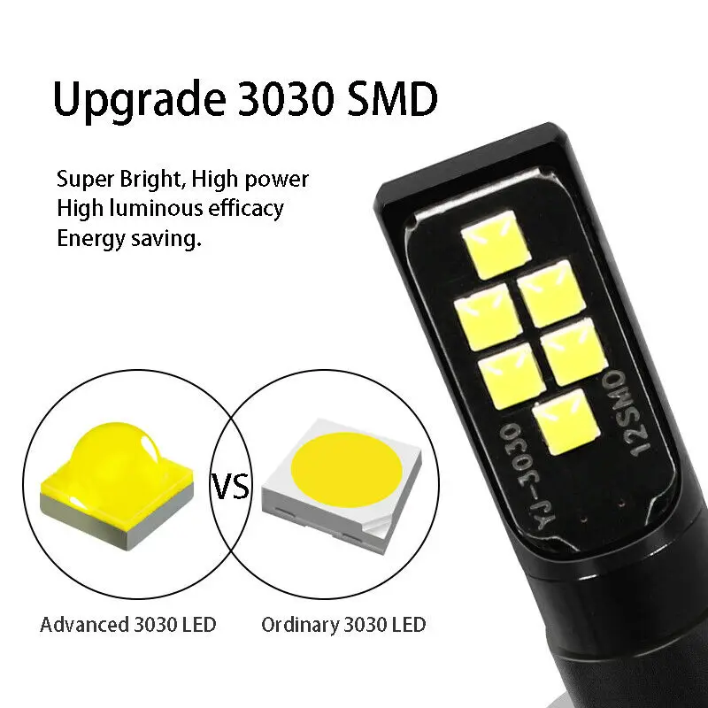 

2Pcs H3 LED Fog Lights Upgrade 3030 Chips Auto Front Fog Lamp Daytime Running Light White 6000K Yellow 12V