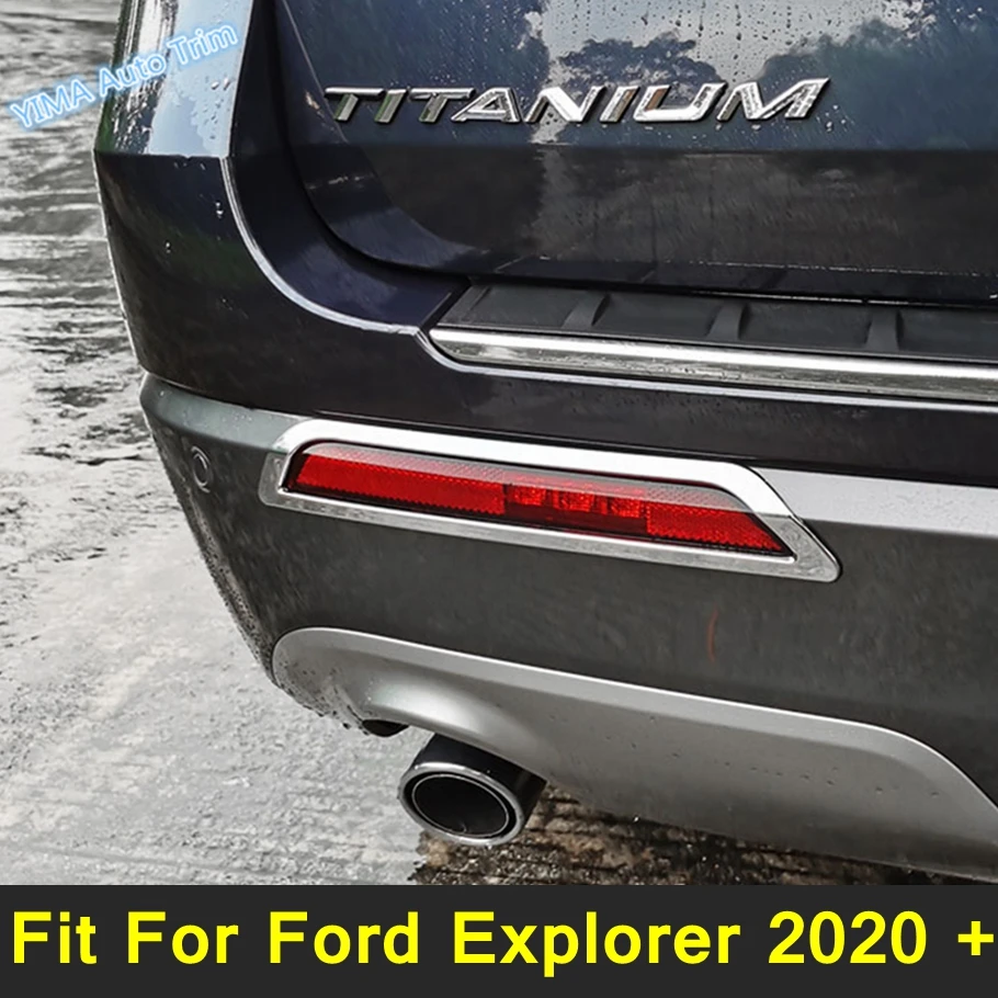 

Chrome Rear Bumper Reflector Fog Lights Lamps Cover Trims ABS For Ford Explorer 2020 2021 2022 Carbon Fiber Exterior Accessories