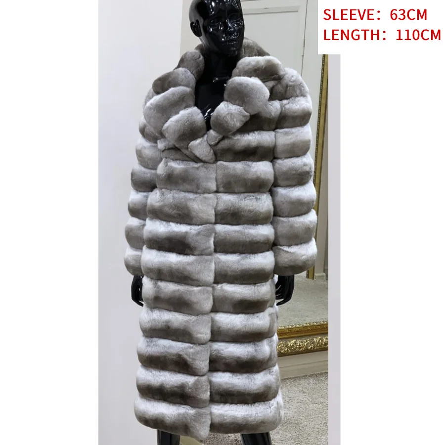

Winter High Fur quality Best Coat Selling Real Jackets Rex Rabbit Women's Women Long Chinchilla