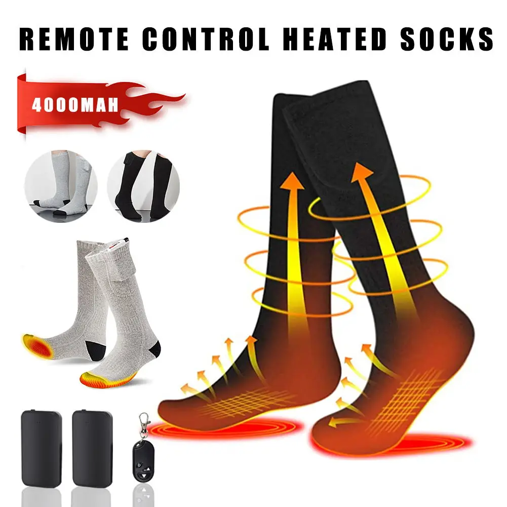 

New Heated Socks Remote Control Electric Heating Socks 3 Heats Adjustment Rechargeable Thermal Winter Foot Warmer For Men Women