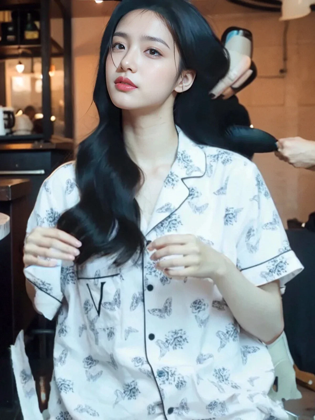 Victoria Tencel Soft Leopard Print Pajamas Set Short Sleeve Long Pants Spring and Autumn Women's Home Clothes