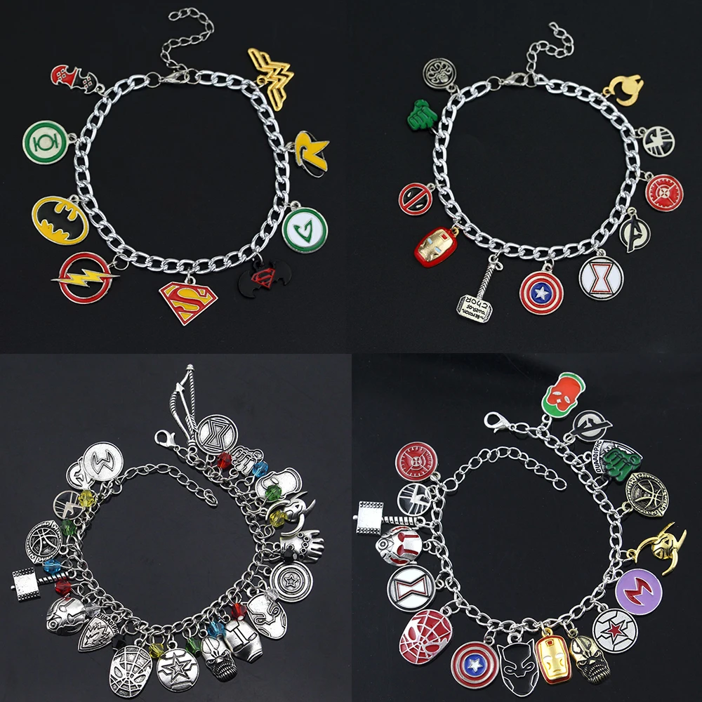 

Disney Marvel Superhero Charms Bracelets Avengers Cute Enamel Pendant Bracelet Spiderman Thor Metal Hand Chains Gift for Fans