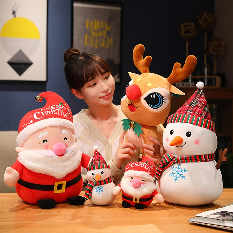 

2023 мультяшный Санта-Клаус, плюшевая игрушка, мягкая лось, снеговик, подушка в виде животного, детский Декор на день рождения