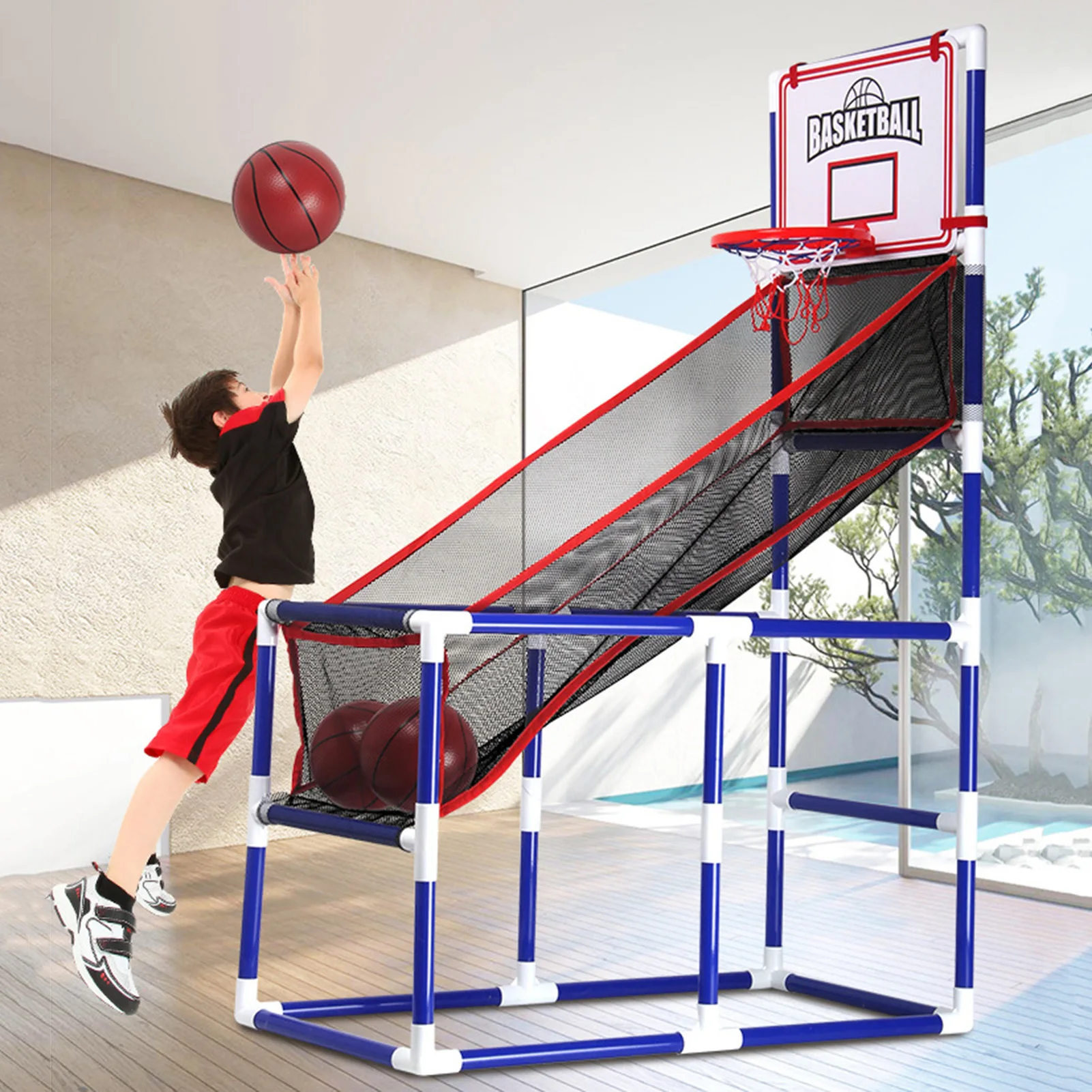 

Basketball Shooting Machine For Kids Punch-free Wall-mounted Basket Trigger Punching Free Basketball Board Shooting Frame