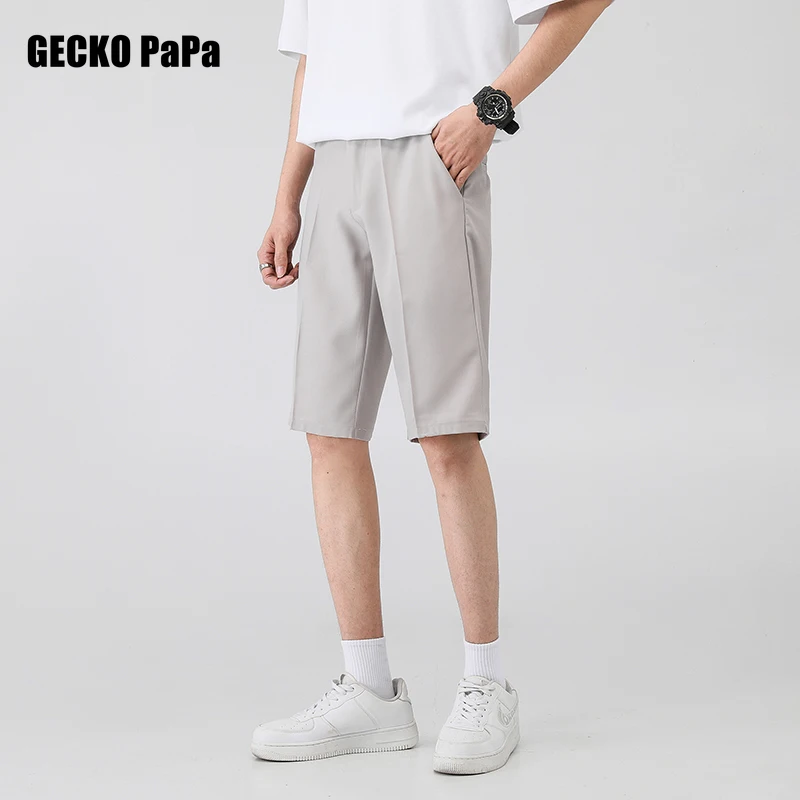 

Шорты мужские прямые, модные костюмные, универсальные повседневные, пять точек, свободные однотонные, летние