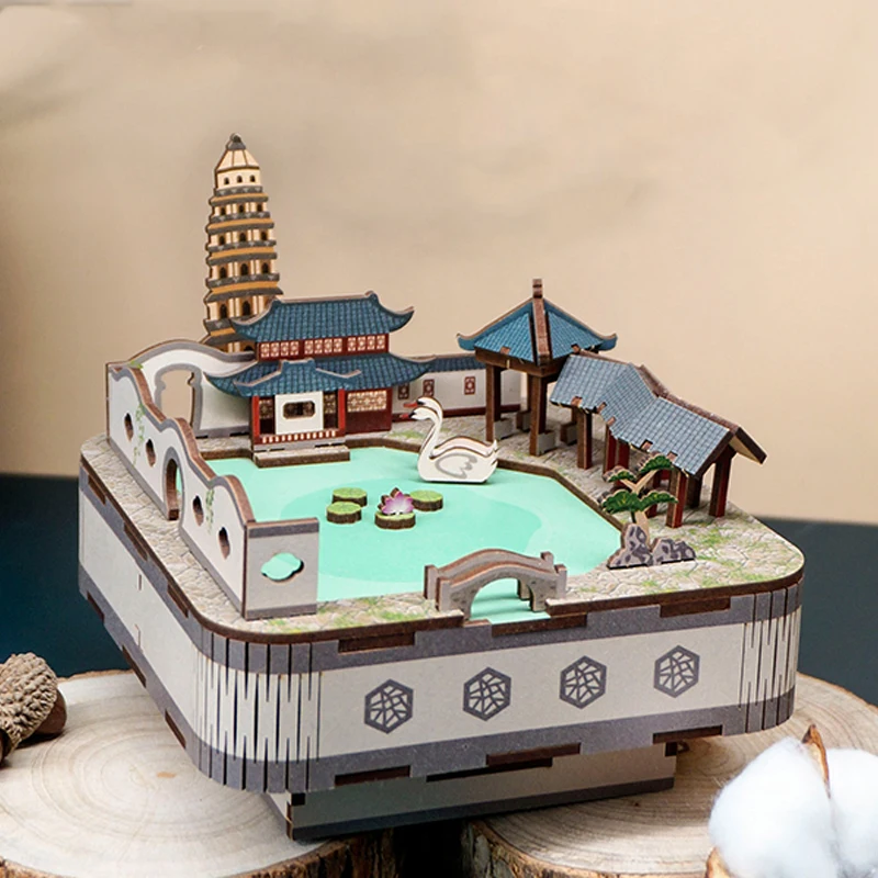 DIY 3D деревянная садовая музыкальная шкатулка из Сучжоу искусственные