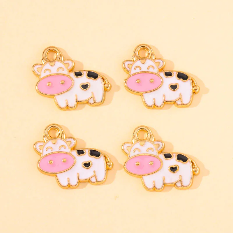 20 шт. милый мультяшный эмалированный розовый молочный корова животное