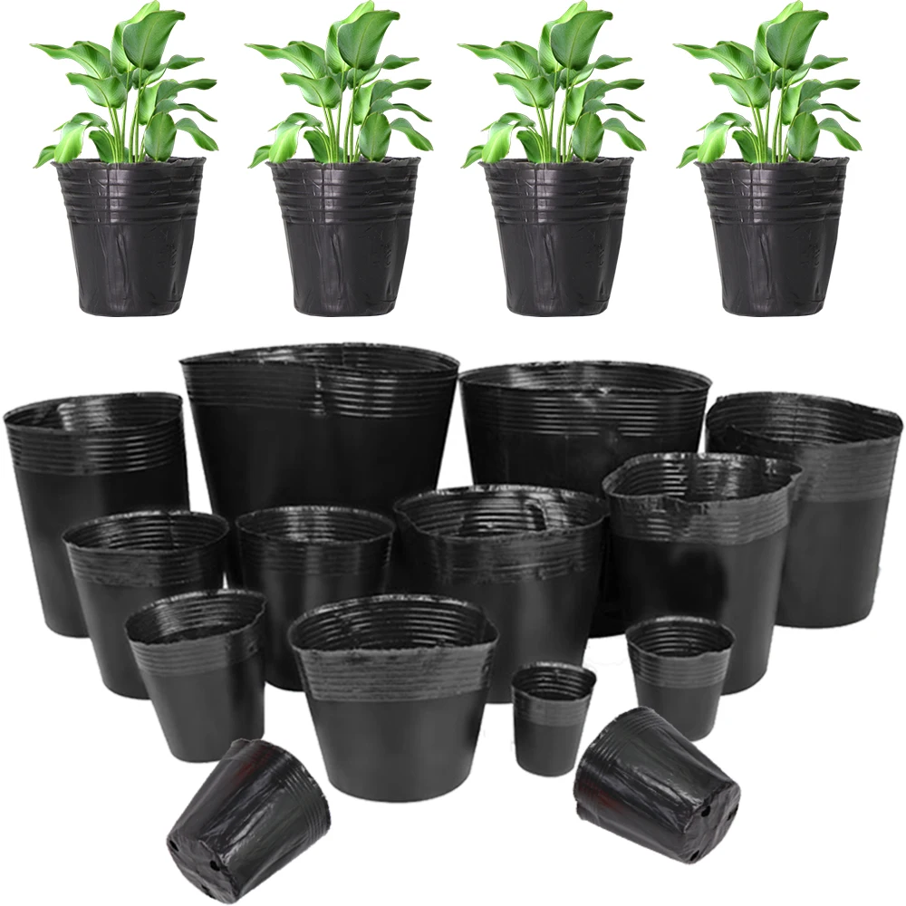 

Gardening Black Plastic Seedling Planting Bowl Nursery Breathable Pot Nutrition Grow Bag Garden Vegetable Container Box 5-100PCS