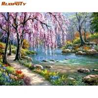 ruopoty diy 5d diamond painting scenery full round resin mosaic landscape picture diamond embroidery home decor gift