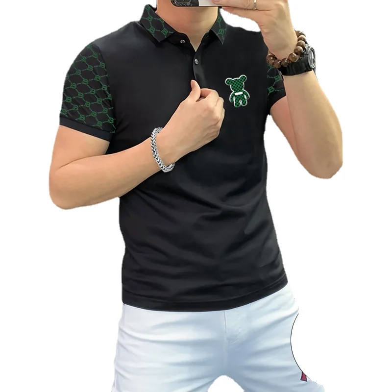 

Мужская рубашка-поло с коротким рукавом, с вышивкой