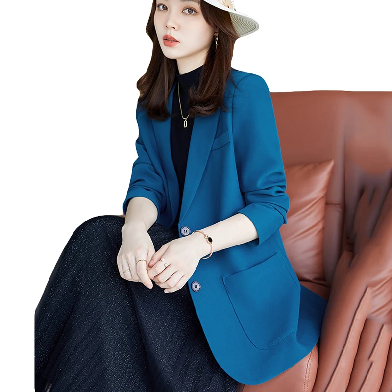 

Женский блейзер Повседневная куртка для офиса женский Рабочий стиль весна осень пальто Женский Элегантный Новый Свободный черный блейзер