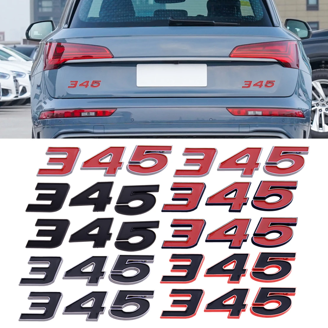 

2 комплекта, универсальные автомобильные эмблемы с буквами 345