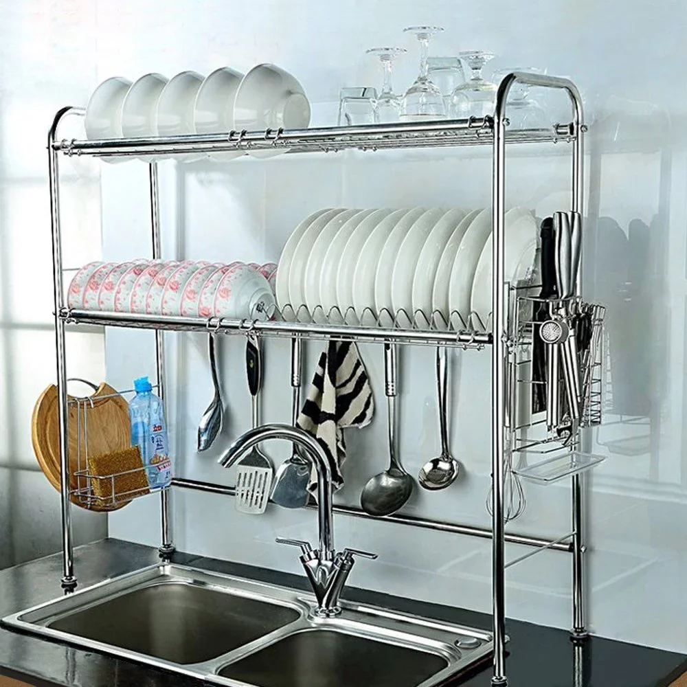 

Регулируемые стеллажи для посуды, из нержавеющей стали, серебристые кухонные стеллажи для хранения