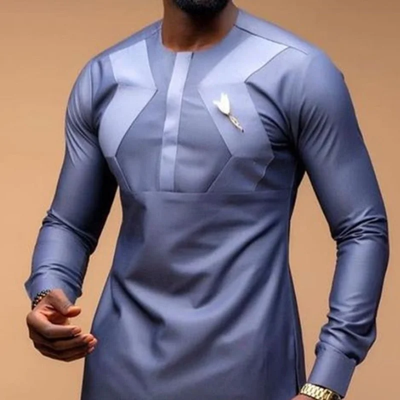 Muslim Fashion African Stand Collar Plain Casual Shirts Muslim Arabic Shirt Kurta Men Camisas Estilo Europeo Pars Hombre