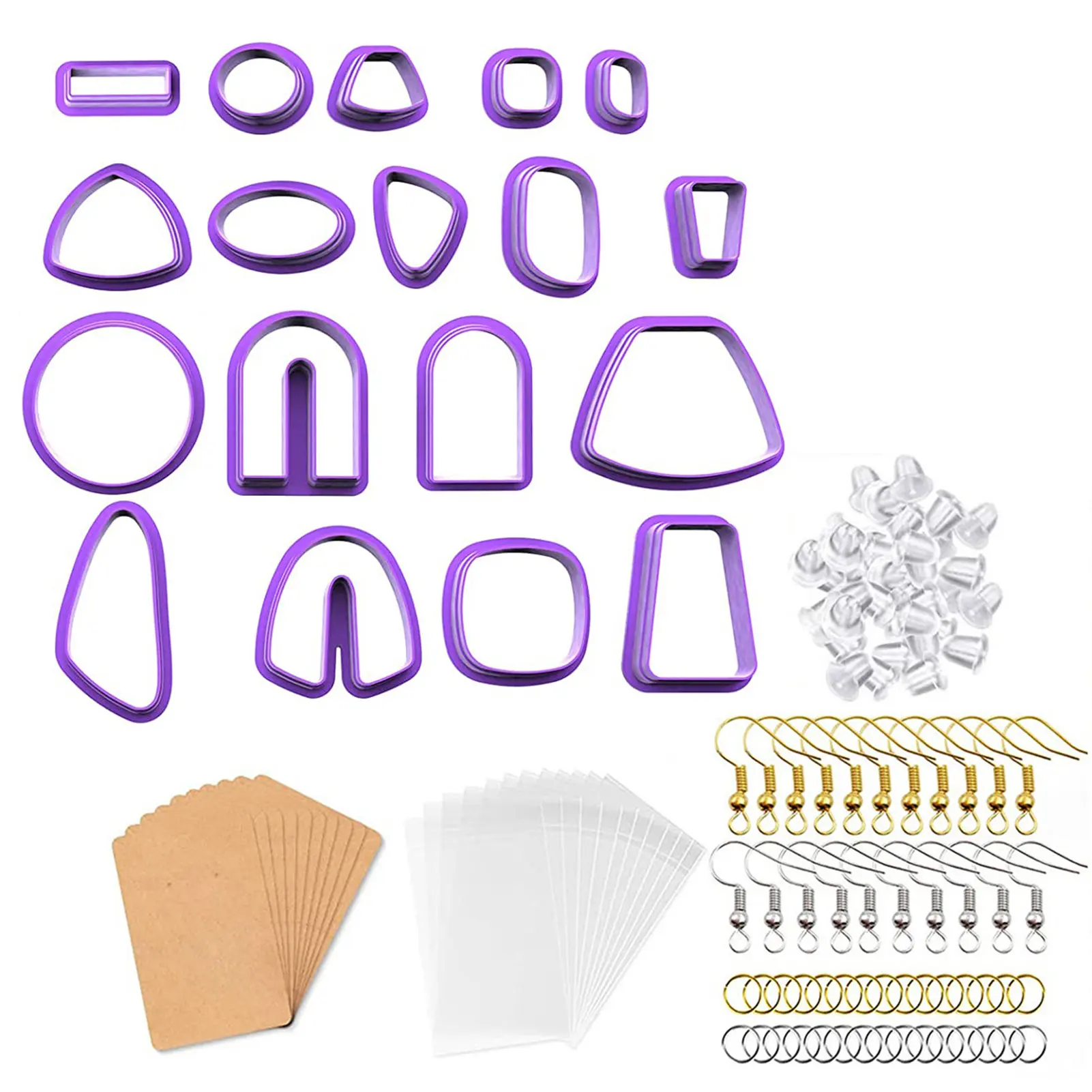 

Clay Earring Cutters Clay Polymer Cutters For Jewelry Geometric Shapes Cutters With Earring Cards Earring Hooks Jump Rings DIY