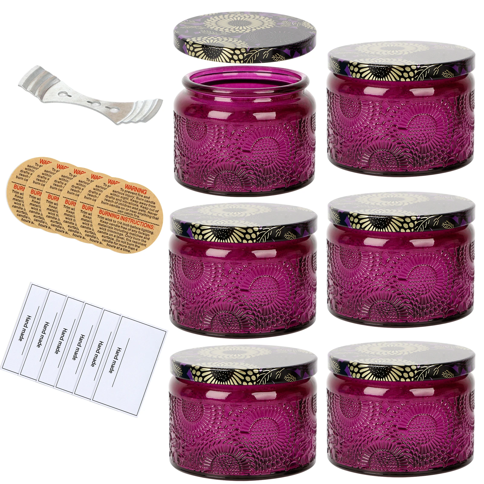 

6pcs Glass Bottles Candle Making Jar Diy Empty Brown Candle Cup Jar with Lid Essential Oil Wedding Scented Birthday Party