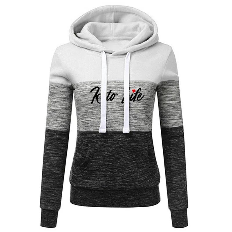 

2022 Women's Long Sleeved Printed Casual Sportswear Pullover Hoodie Fashion Splicing Casual Women's Sportswear