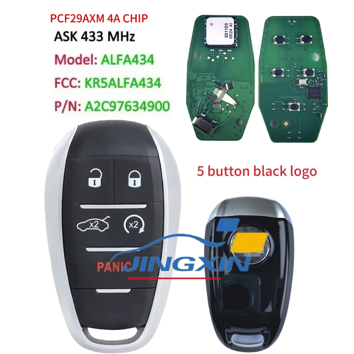 

Чип Jingxin 4A A2C 97634900 ALFA434 Смарт-ключ без ключа 433 МГц KR5ALFA434 для 2015 2017 2019 2020 Alfa Romeo Giulia Stelvio 3/5BT