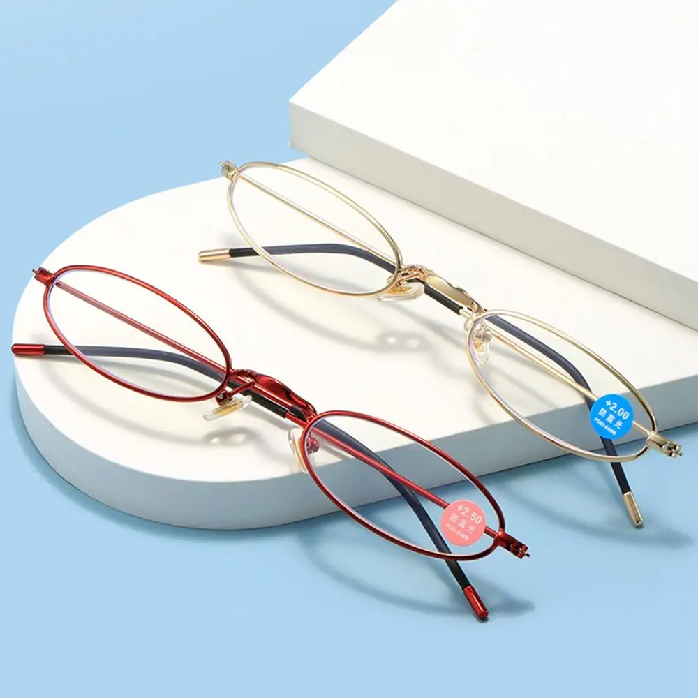 

Очки для чтения для мужчин и женщин, небольшие овальные, с защитой от синего света, в металлической круглой оправе, для дальнозоркости и гиперметропии