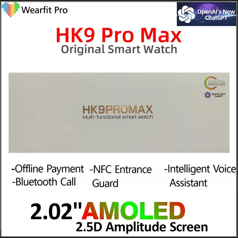 

Original HK9 Pro Max Smart Watch Women Men GPT Bluetooth call HK9Promax Smartwatch for Xiaomi PK S9 HK8 N8 DT8 ZD8 W68 HK9 ultra