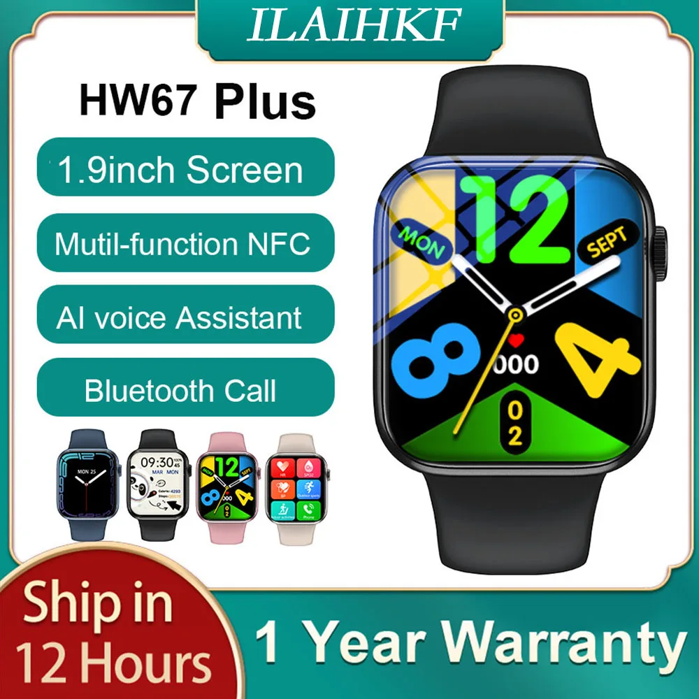 

Xiaomi Original HW67 Plus Smartwatch Men 1.9" NFC Voice Assistant Bluetooth Call Women Smart Watch PK Dt100 W37 IWO HW22 W27