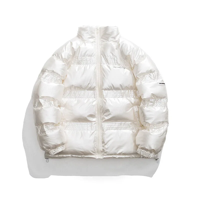 Rainbowtouches Hip Hop Men Solid Color Winter Parka Thick Jacket Warm Harajuku Coat Male Casual Zipper Jackets Windproof Outwear