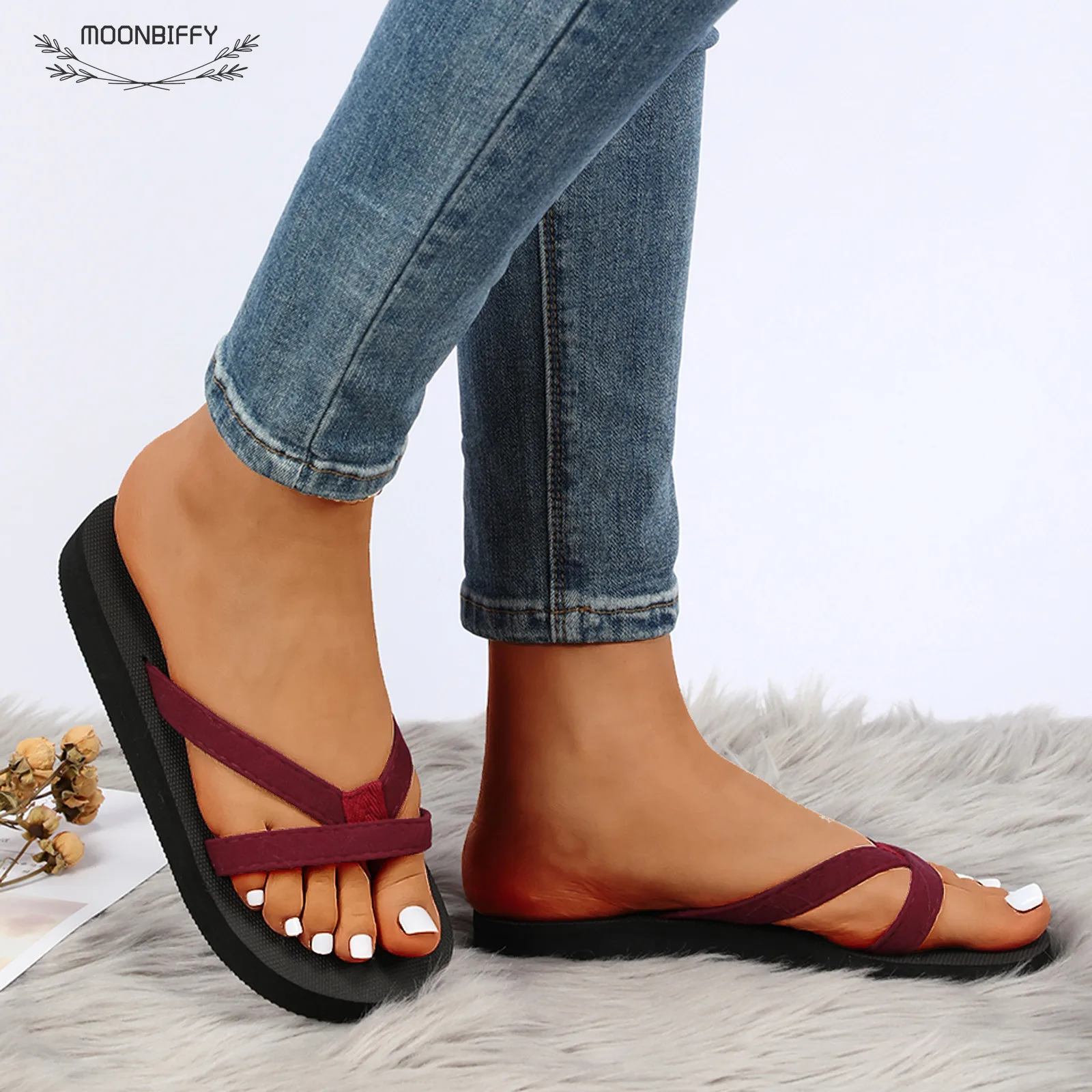 

Women Summer Slippers Thick Bottom Cross Wedge Casual Open Toe Sandals Bathroom Ladies Flip Flops Beach Shoes Slipper Women