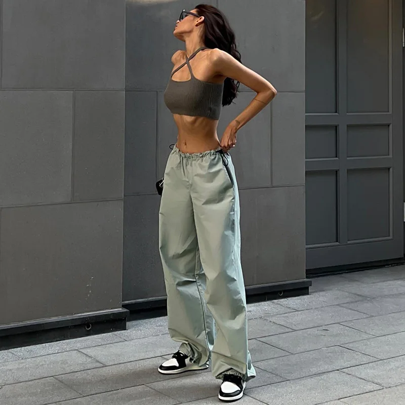 

Повседневные мешковатые спортивные брюки с широкими штанинами, 2023, свободная уличная одежда с высокой талией, брюки-карго, женские брюки-джоггеры в стиле хиппи, одежда Y2k