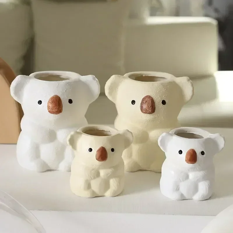 Милая Маленькая ваза Koala искусственная смола растения в горшке настольные
